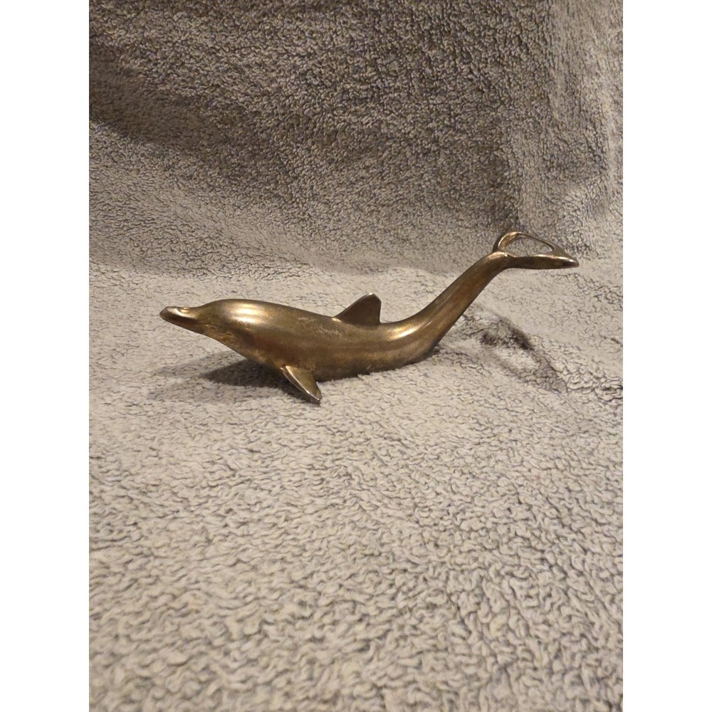 Vintage Dolphin Brass Bottle Cap Opener 6.5" Twist Opener Ocean Nautical Sail